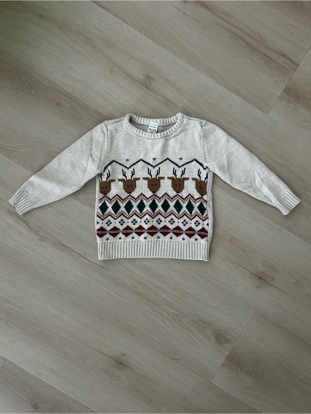 Carter's Cream Sweater with Reindeer | Toddler Christmas Sweater